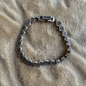 Sterling Silver Marcasite Heart Bracelet